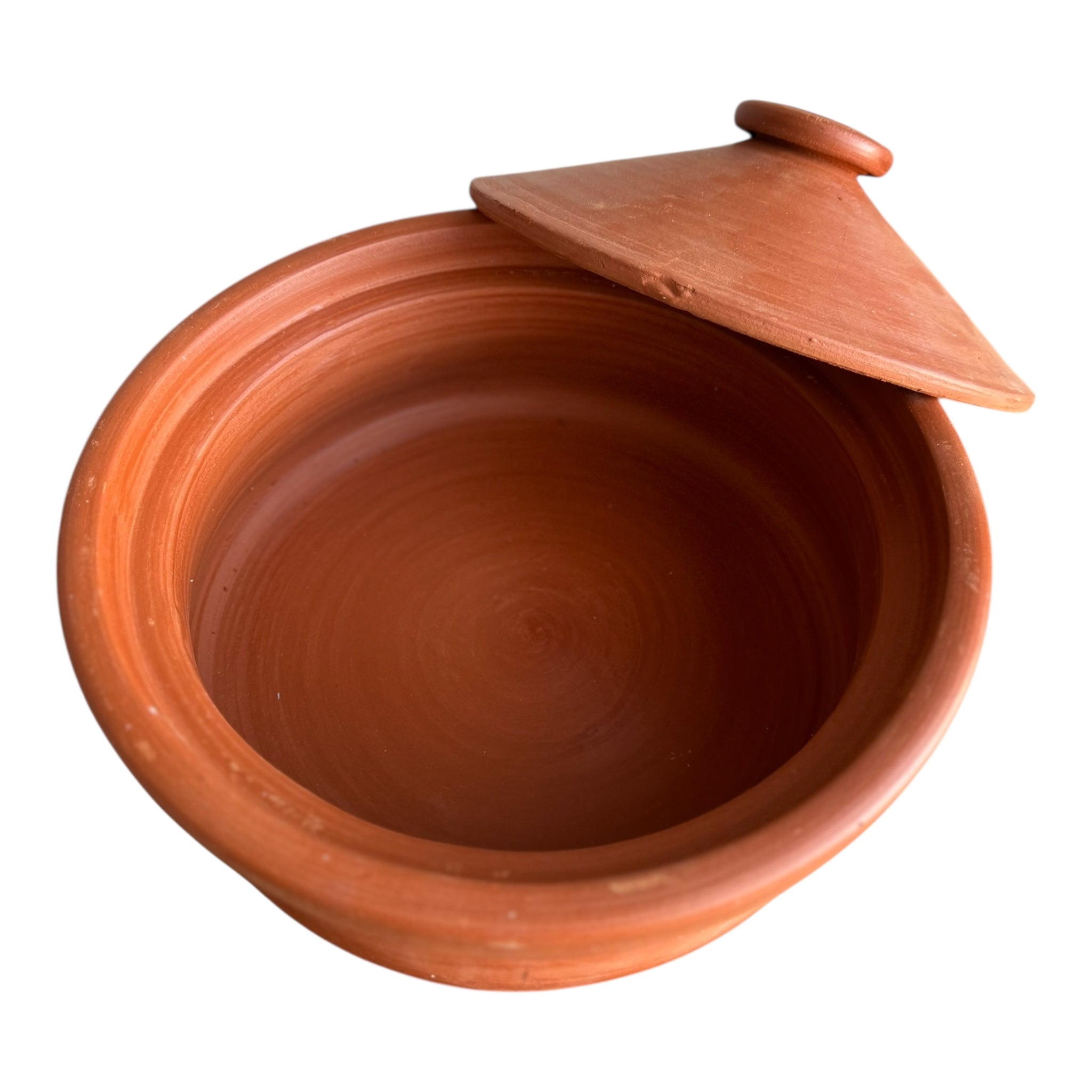 Traditional Style Unglazed Moroccan Cooking Pot With Lid - 30cm