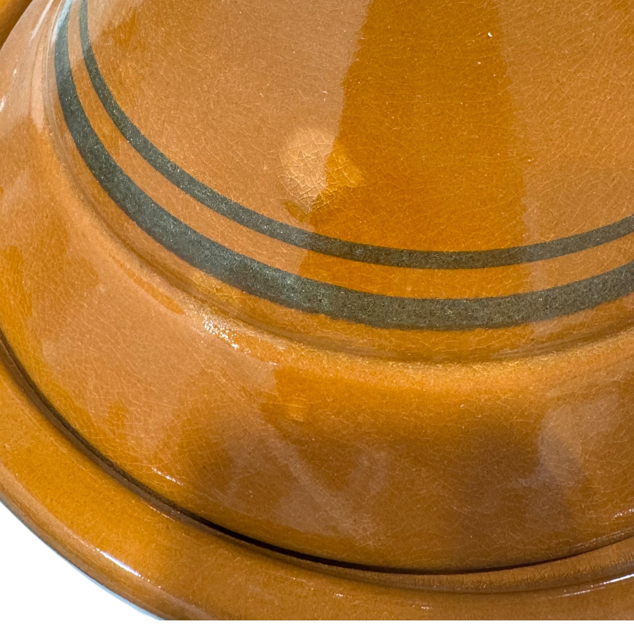 PERFECTLY IMPERFECT - Moroccan Glazed Clay Tagine With Hand Painted Black Stripe