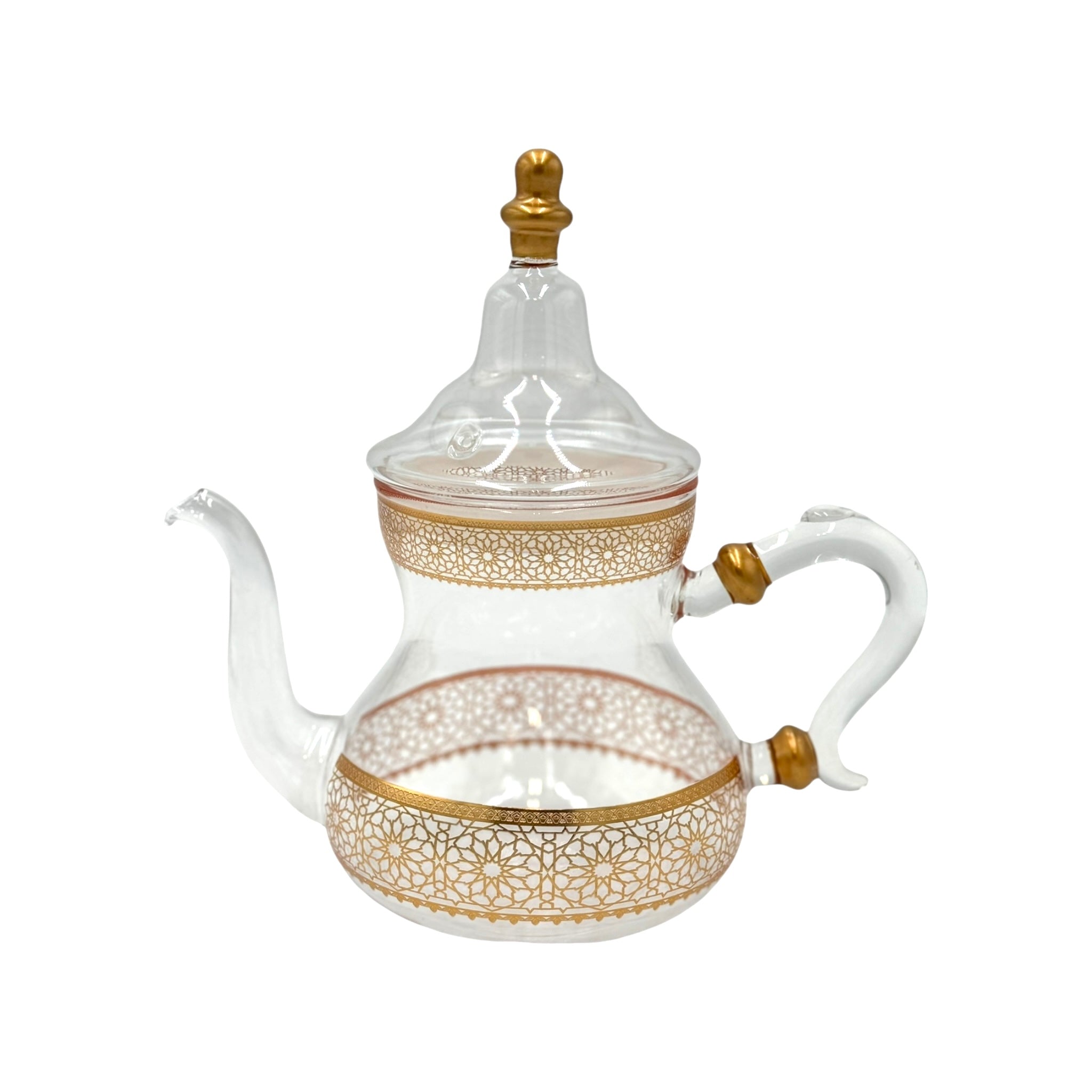 Gold & Glass Teapot With 6 Tea Glasses By Mazyana