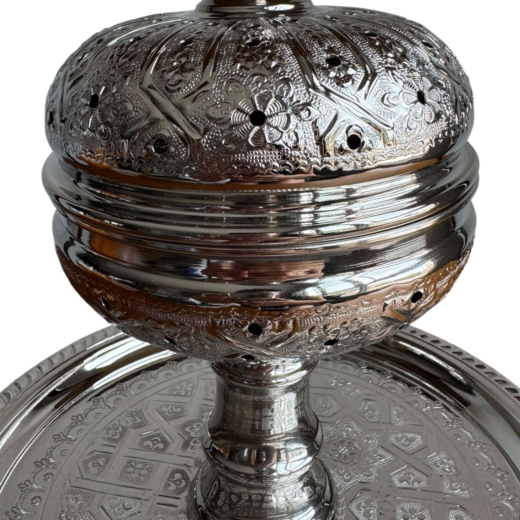 Artisanal Moroccan Silver Incense Burner (Mabkhara) - Vintage Style
