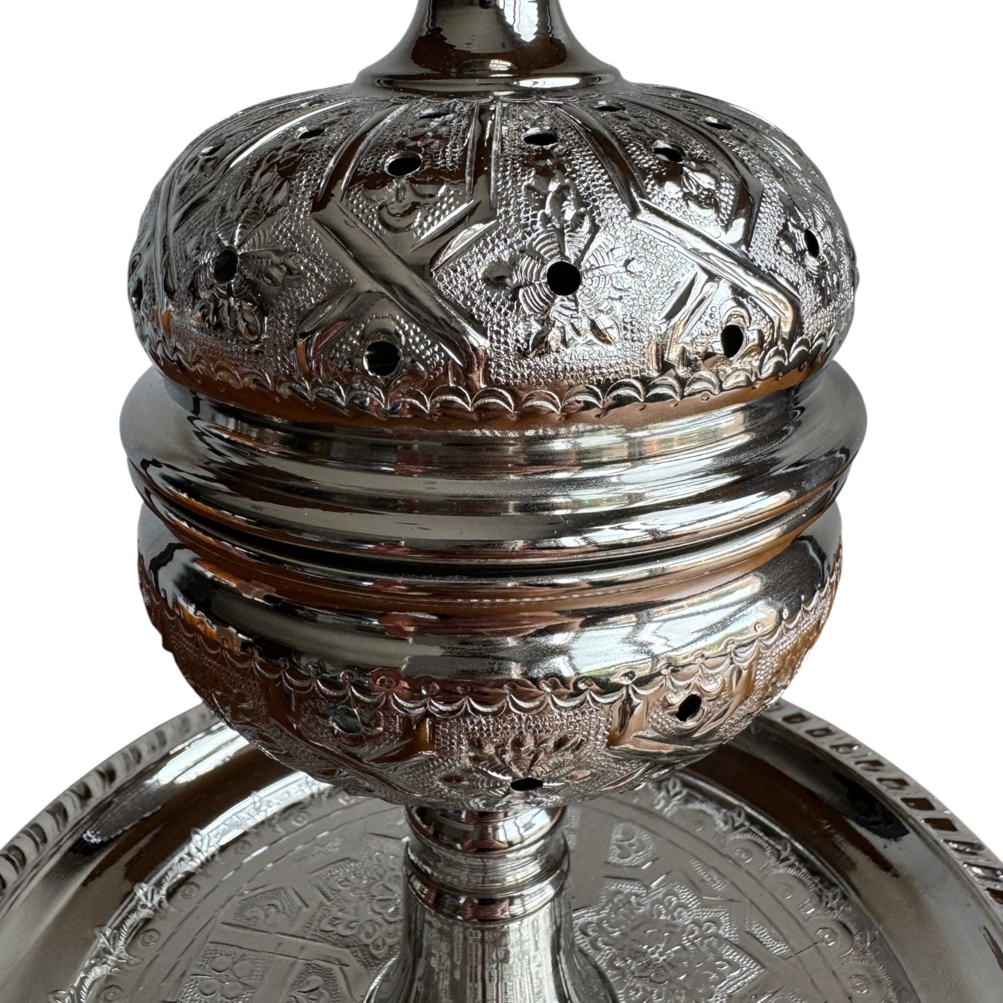 Artisanal Moroccan Silver Incense Burner (Mabkhara) - Vintage Style