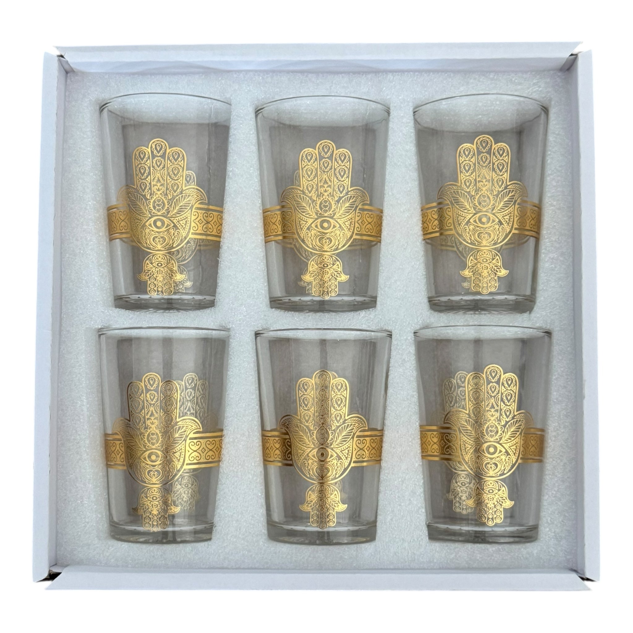 Moroccan Khamsa Style Tea Glasses - Set of 6