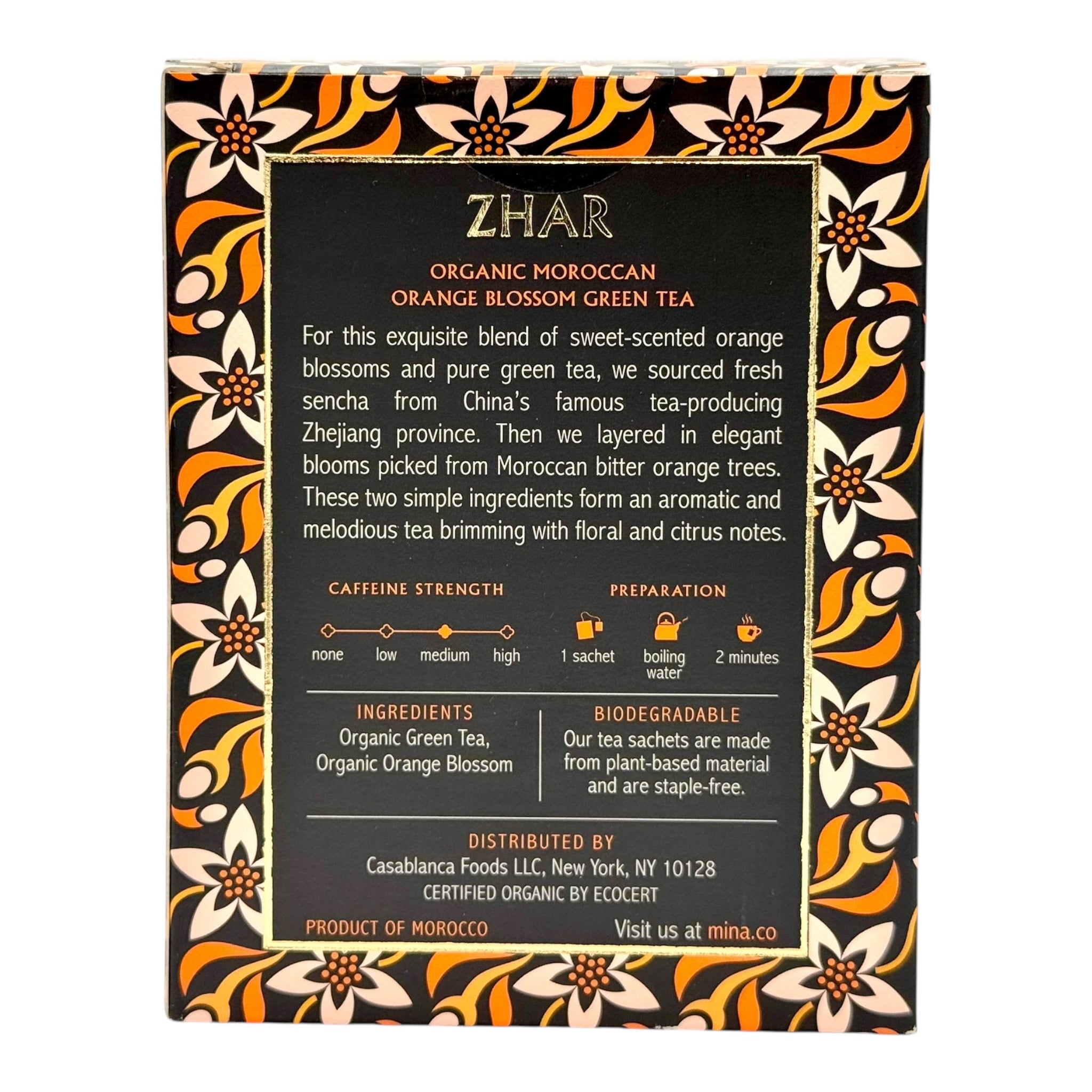 Zhar Organic Moroccan Orange Blossom Green Tea by Mina