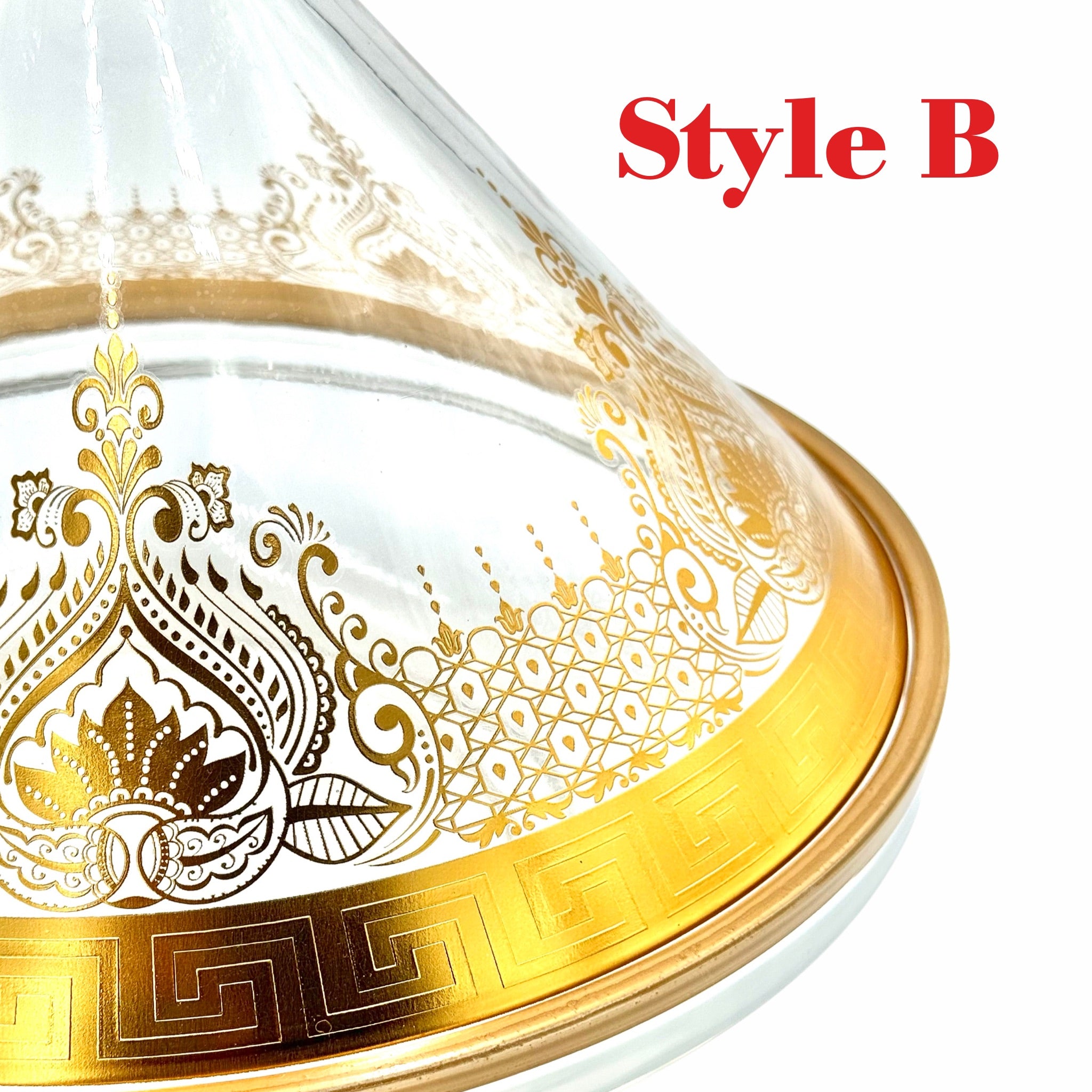 Ornate Moroccan Glass & Gold Serving Tagine By Mazyana