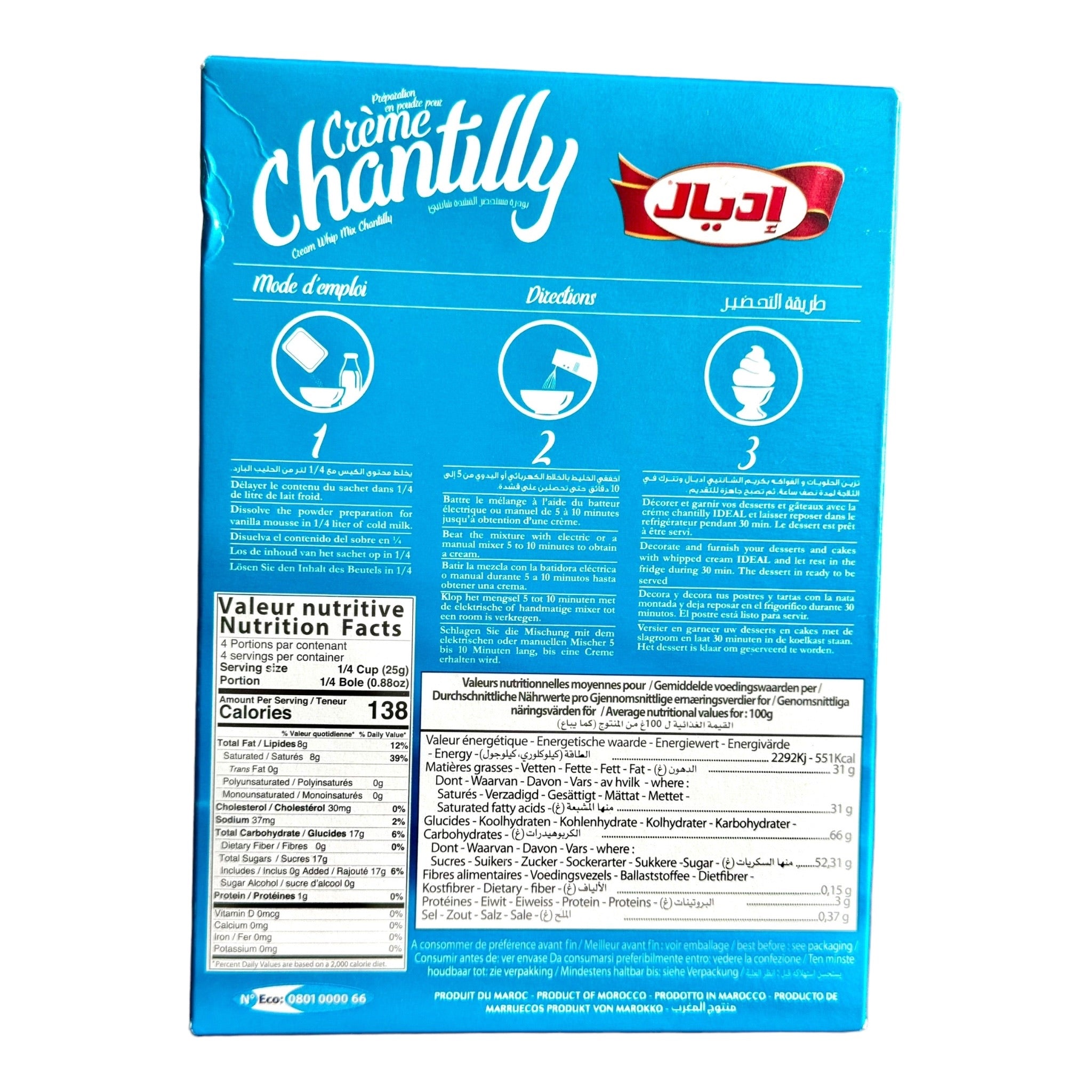 Idéal Chantilly Cream Mix - A Whipped Cream Mix