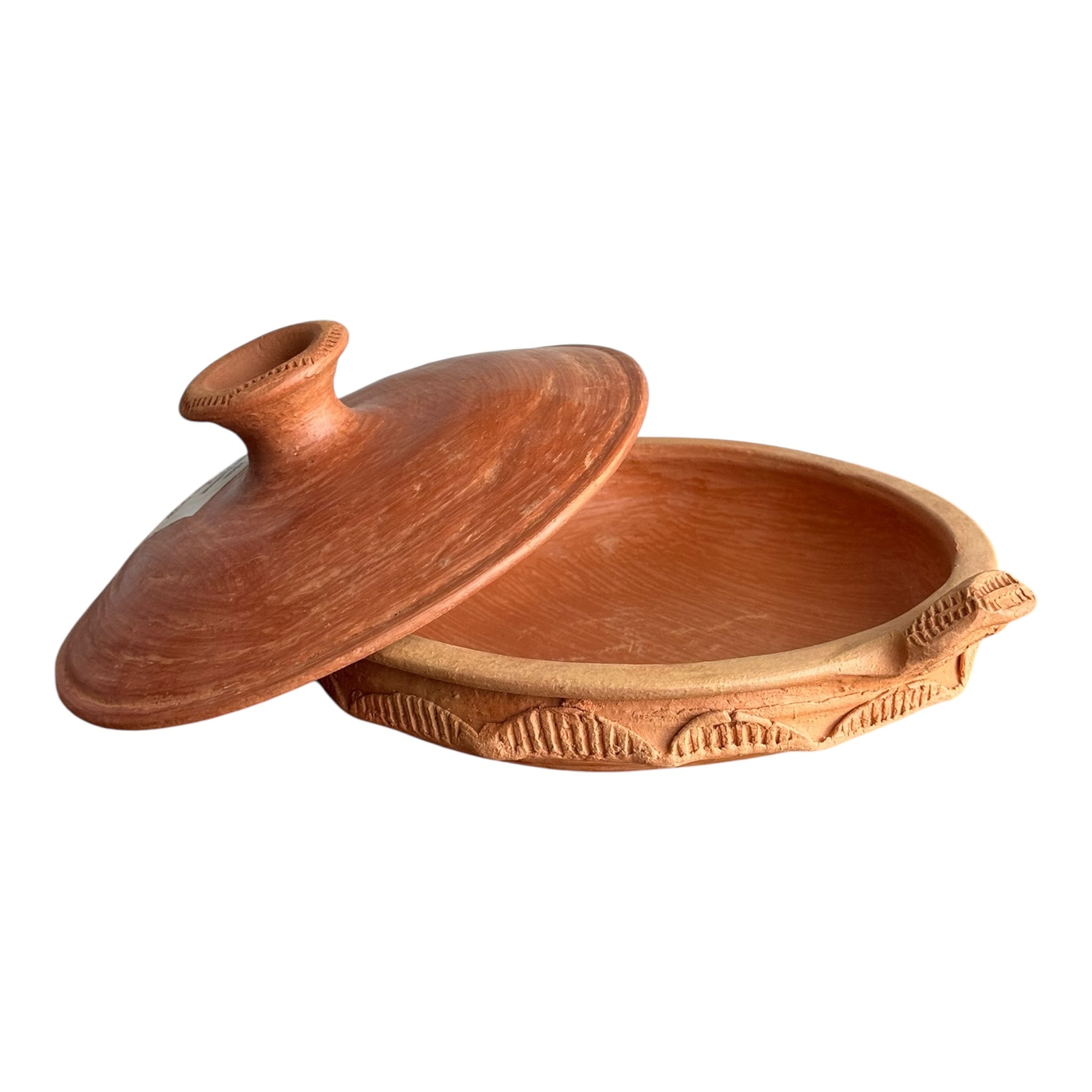 Northern Moroccan Style Clay Tagra With Lid - 25cm | BSAHA