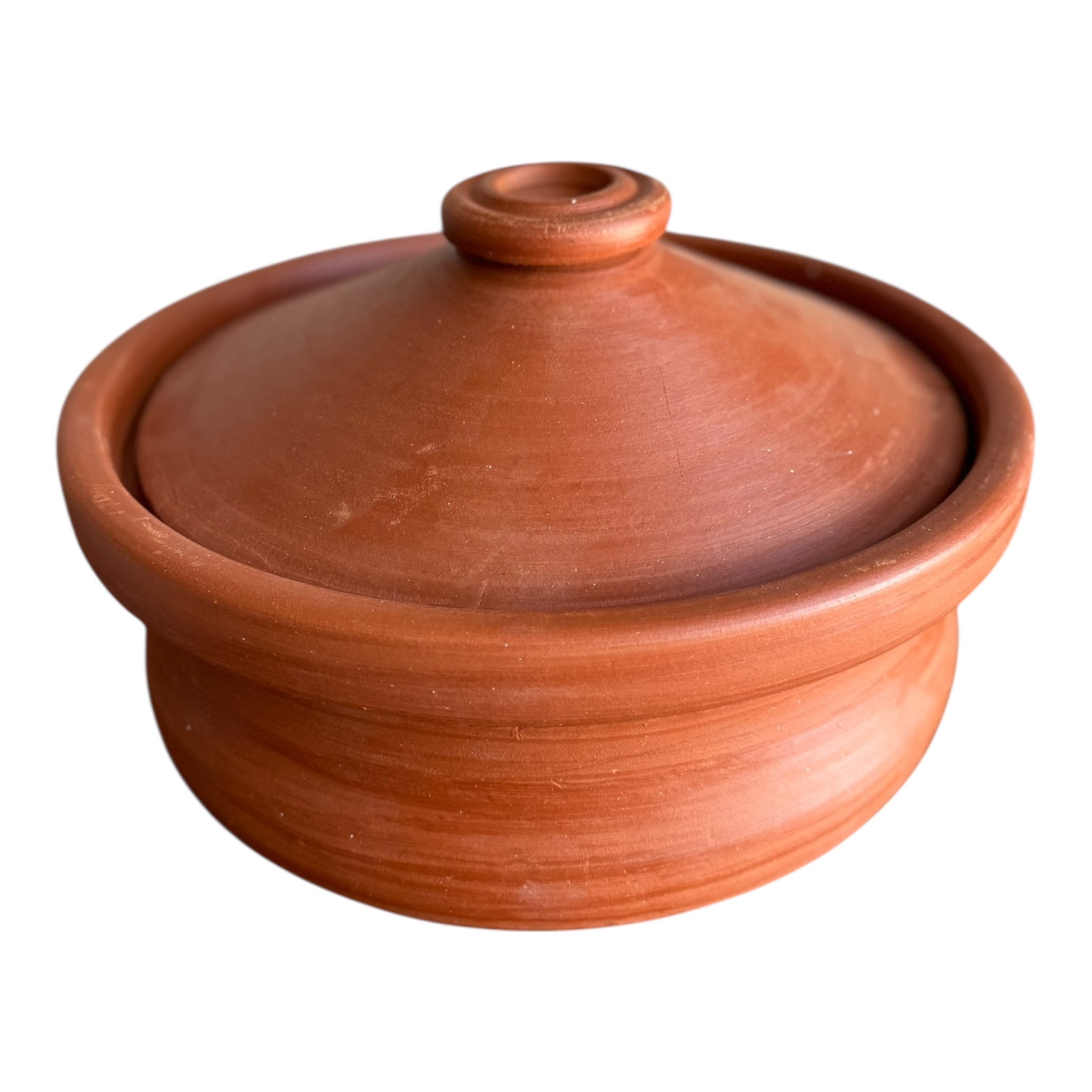 Traditional Style Unglazed Moroccan Cooking Pot With Lid - 30cm